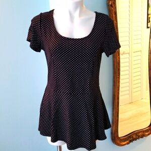 Torrid Black and White Dot Top with Peplum